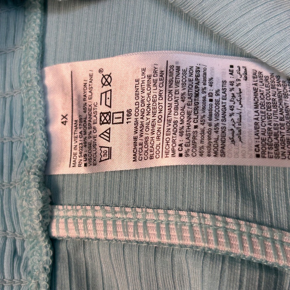 Old Navy Sunday Sleep Womens 4X Aqua Blue Ribbed Smocked Back Pajama Tank Top - Picture 4 of 8